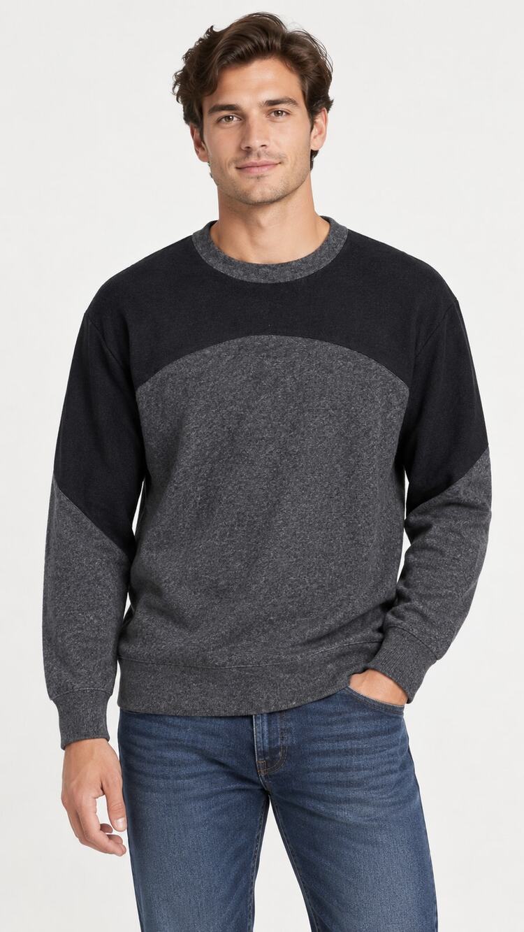 Twenty Montreal Colorblock Crewneck Sweater Mens Size Medium Black Grey New